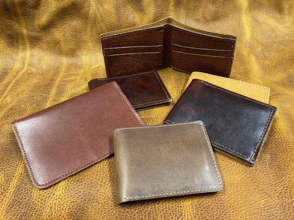 Variety of Leather Wallets made in Maine by Allen Manufacturing.